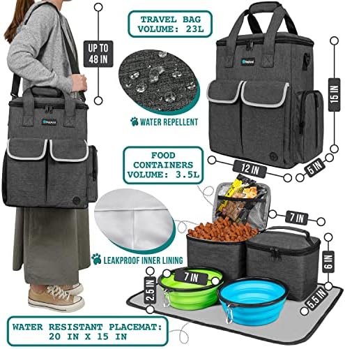 PetAmi Dog Travel Bag Organizer, Pet Supplies Diaper Tote, Dark Gray - Image 2