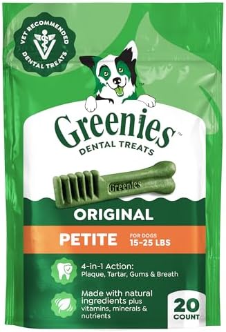 Greenies Petite Natural Dental Dog Treats, Original Flavor, 20 Count by GREENIES