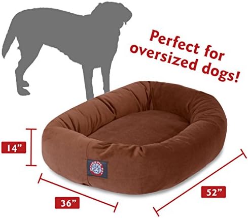 Majestic Pet Suede Shredded Memory Foam Mix Calming Dog Bed Washable - Cozy Soft Round Dog Bed with Spine for Head Support - Fluffy Donut Dog Bed, 52 Inch, Rust - Image 3