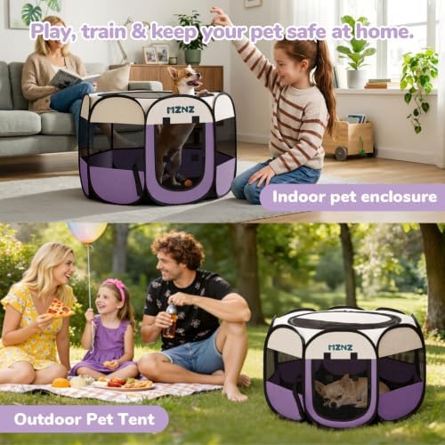Dog Cat Small Animal Puppy Playpen Crate, Small, Purple - Image 4