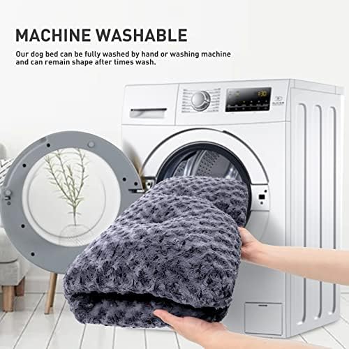 KSIIA Washable Dog Bed Small Dog Crate Bed Plush Pet Mat 17"x12" Dark Gray - Image 5
