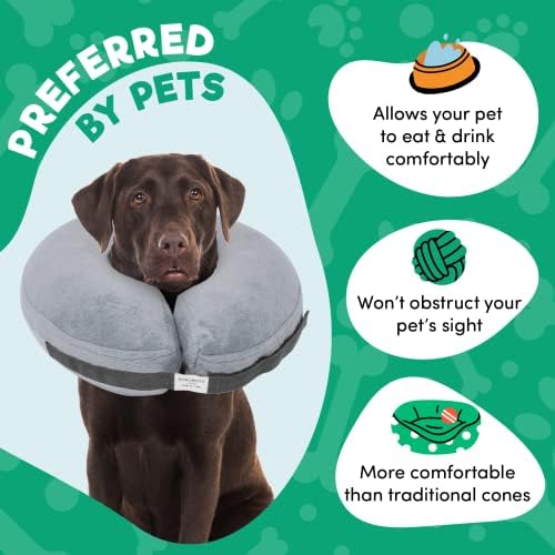 BENCMATE Inflatable Dog Cone Collar Alternative After Surgery Large, Grey - Image 3