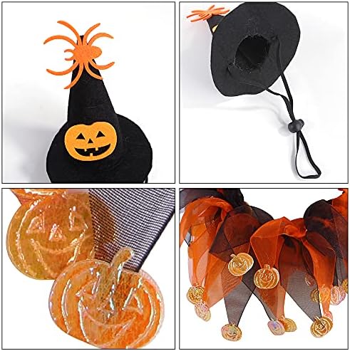 Cat Witch Halloween Costume Suit, Hmxpls Small Dogs & Cats Tutu Collar and Witch Pumpkin Hat Cute Costume Suit Kitten Outfit Clothing for Birthday Party Thanksgiving Christmas Holiday - Image 6