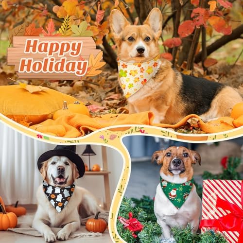 Weewooday 50 Pcs Holiday Dog Bandanas Bulk for Fall Autumn - Image 6