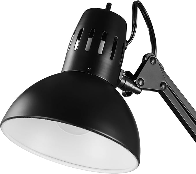 Globe Electric 56963 31.5" Multi-Joint Desk Lamp with Metal Clamp, Black, On/Off Rotary Switch on Shade, Partially Adjustable Swing Arm, Home Essentials, Reading Light, Office Décor - Image 2