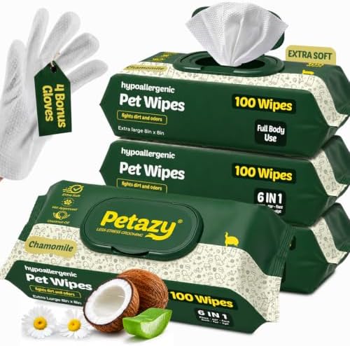 Petazy Pet Wipes for Dogs & Cats - Paws, Ears & Butt Cleaning, 400 Count by Petazy