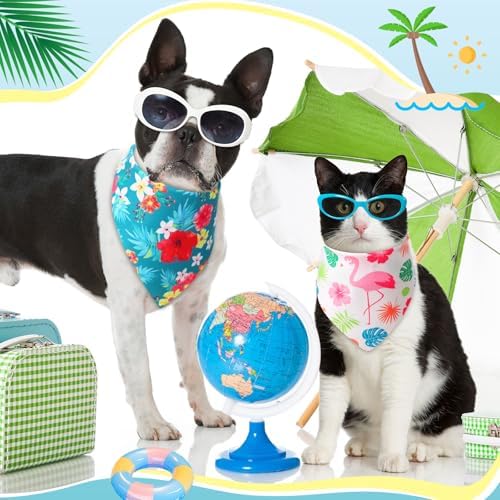 Weewooday 50 Pcs Hawaiian Dog Bandanas Bulk for Dogs Soft Bibs Adjustable Triangle Pet Bandana for Small Medium Large Costume(Hawaii Pattern, 25.6 x 17.7 x 17.7 Inch) - Image 6