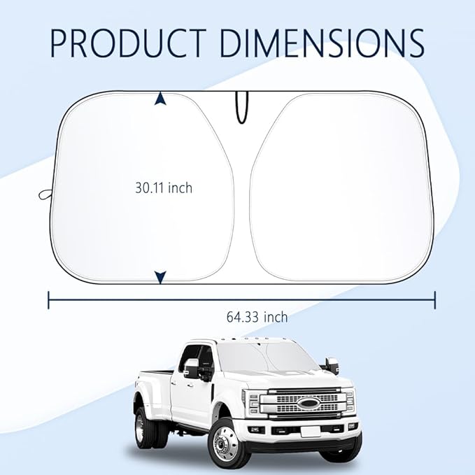 300T Thickened Automotive Glass Sunshade and Comes with Storage Bag,Keep Car Interior Cool,Windshield Sun Shade Compatible with Ford F250 Super Duty/F350 Super Duty/F450/F550 - Image 2