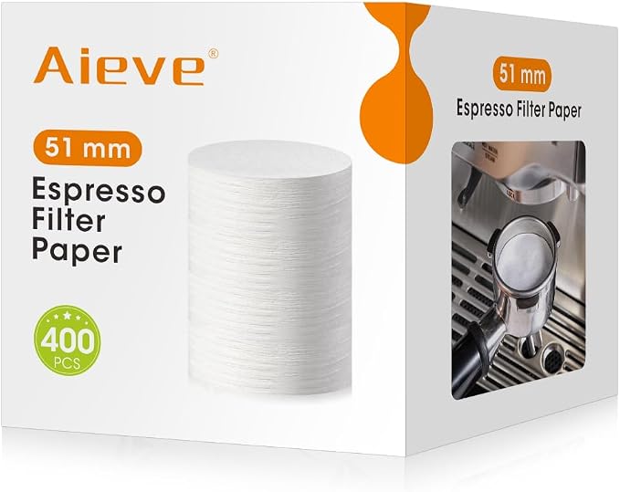 Aieve Espresso Paper Filter Compatible with Breville Barista Espresso Coffee Maker, 400 Pcs 51 mm Espresso Filter Puck Screen Portafilter Paper by Aieve
