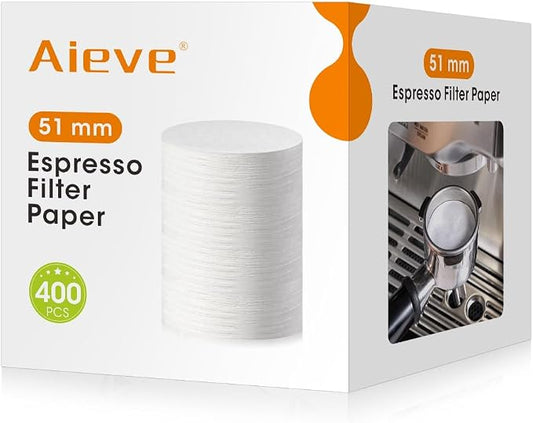 Aieve Espresso Paper Filter Compatible with Breville Barista Espresso Coffee Maker, 400 Pcs 51 mm Espresso Filter Puck Screen Portafilter Paper by Aieve