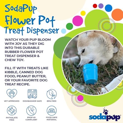 SodaPup Flower Pot – Durable Dog Treat Dispenser & Chew Toy Made in USA from Non-Toxic, Pet Safe, Food Safe Rubber Material for Mental Stimulation, Problem Chewing, Calming Nerves, & More - Image 3