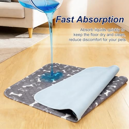 Puppy Pads with Pheromones, Washable Pee Pads for Dogs Potty Training, Reusable Dog Mat with Pet Hair Removal Gloves for Playpen, Crate, Whelping Box (Blue,M) - Image 7