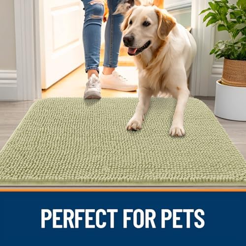OLANLY Dog Door Mat for Muddy Paws 70x35, Super Absorbent Chenille Mud Mat - Image 6