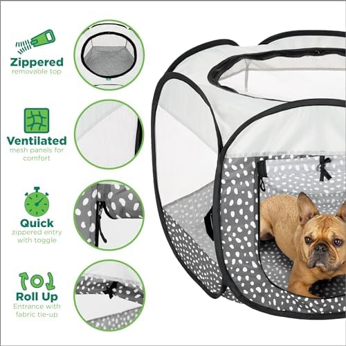 Furhaven Portable Dog Playpen Cat Tent, Pet Playground,Kennel Foldable Indoor Outdoor Zippered Puppy Crate - Gray Pebbles, Large - Image 3