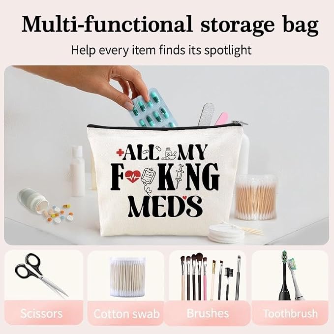 Medicine Storage Organizer Pouch Bag Travel Medication Bag Funny Pharmacist Gifts Physician Assistant Make Up Bags Family Nurse Practitioner Day Gifts for Women Men Cosmetic and Pill Bags Doctor Pouch - Image 2