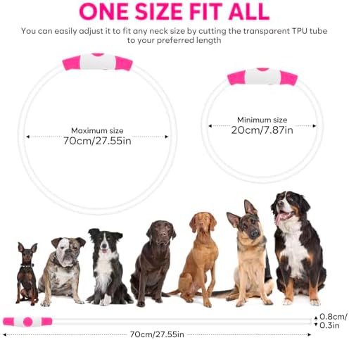 HIGO LED Dog Collar, USB Rechargeable Light Up Dog Collars Glow in the Dark, Waterproof LED Dog Necklace for Your Dogs Walking at Night (Pink) - Image 4