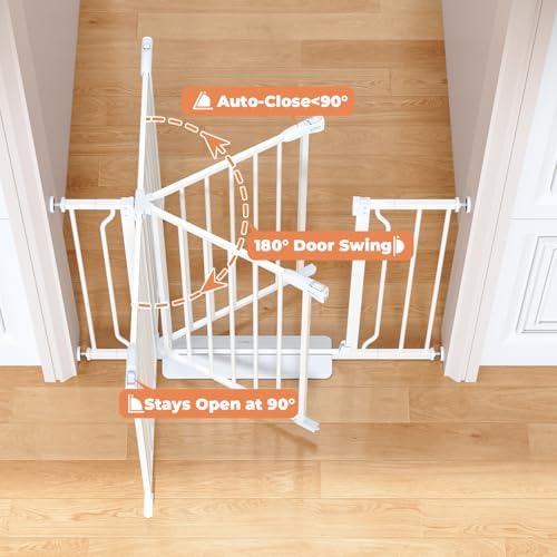 29"-51" Extra Wide Baby Gate, No Drilling Auto Close Dog Gate, White - Image 4