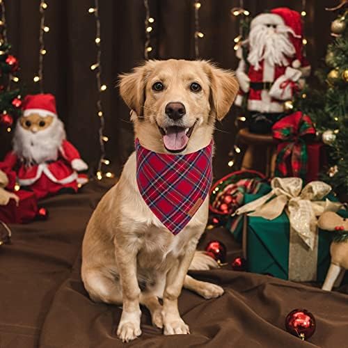 ADOGGYGO Christmas Dog Bandana 2 Pack, Stylish Plaid Pet Scarf, Premium Cotton Fabric, Multiple Sizes Offered, Christmas Bandanas for Large X-Large Dogs Pets (X-Large) - Image 2