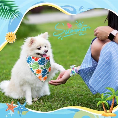 Weewooday 50 Pcs Hawaiian Dog Bandanas Bulk for Dogs Soft Bibs Adjustable Triangle pet Bandana for Small Medium Large Costume(Hawaii Pattern, 19.7 x 13.8 x 13.8 Inch) - Image 6