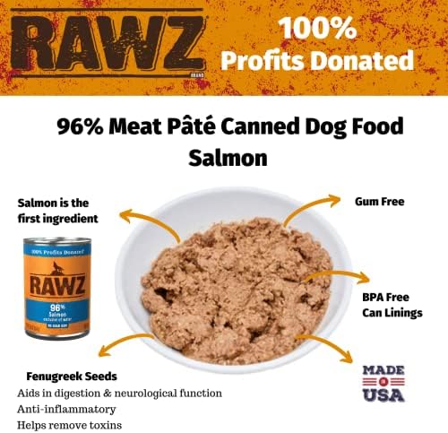 Rawz 96% Meat Canned Wet Food for Dogs 12 Pack/ 12.5 oz. Cans (Salmon) - Image 2