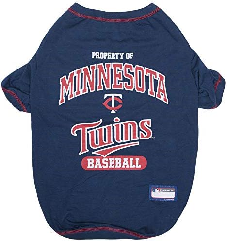 MLB Minnesota Twins Dog T-Shirt Extra Large. - Licensed Shirt for Pets Team Colored with Team Logos- Premium Stretchable Materials for The Comfort of Your Dog & Cat by PETSFIRST