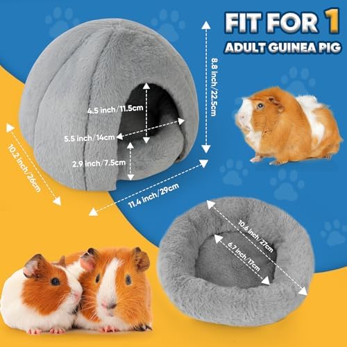 Guinea Pig Hideout - Fluffy Separable Small Pet Bed with Snap Fastener, Cuddler-Style Guinea Pig Bed with Round Shape Surrounds, Igloo Shape, Grey - Image 6