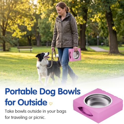 XIAZ Elevated Dog Bowls Large Breed Raised Dogs Bowl Stand Large/Medium Sized Dog Stainless Steel Food Water Bowl Stands 5 Heights Adjustable 9/11/12/14in Pet Feeder Dish Station - Image 6