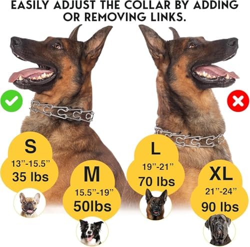 PetJett Prong Collar for Dogs - Choke Collar for Dogs, Pinch Collar for Dog Adjustable No Pull Safety Dog Training Collar for Small Medium Large Breed - Durable Stainless Steel Metal Choker Chain - Image 6