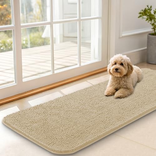 OLANLY Dog Door Mat for Muddy Paws 47x17, Super Absorbent Chenille Mud Mat by OLANLY
