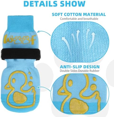 KOOLTAIL Dog Socks Shoes for Hot Pavement to Prevent Licking Paws, Winter Dog Boots&Paw Protector for Hardwood Floors Anti Slip,Traction Control Grip Booties for Small Medium Large Senior Dogs,Blue M - Image 6