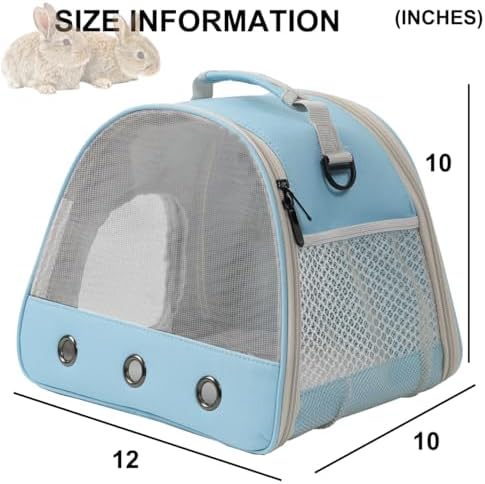 Ventilation Cage,Bearded Dragon Travel Carrier,Guinea Pig Carrier,Guinea Pig Bag for 2,Reptile Travel Carrier for Lizards Sugar Glider Hedgehog Rat Parrot Birds,Airline Approved (Blue, Mesh Carrier) - Image 2