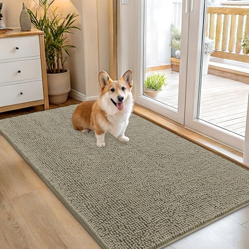 OLANLY Dog Door Mat for Muddy Paws 54x32, Super Absorbent Chenille Mud Mat by OLANLY