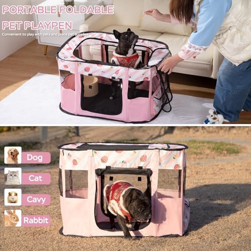 XRG Foldable Pet Playpen,Indoor Cat cage Puppy Crates M(31.5"x23.6"x21.7") - Image 3