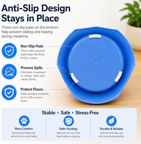 Blue No Spill Dog Water Bowl, Pet Floating Water Bowl No Wet Mouth, Anti Splash & Anti Tip Slow Water Feeder, Keeps Fur Dry Clean Drinking Bowl for Dogs & Cats, Large Capacity Travel Friendly - Image 5