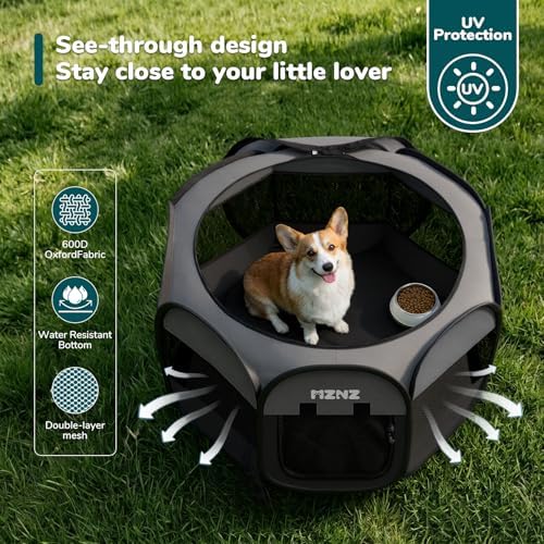 Dog Cat Small Animal Puppy Playpen Crate, Medium, Dark Grey - Image 6