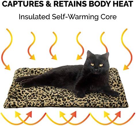 Furhaven ThermaNAP Self-Warming Cat Bed for Indoor Cats & Small Dogs, Washable & Reflects Body Heat - Quilted Faux Fur Reflective Bed Mat - Leopard, Small (Pack of 2) - Image 4