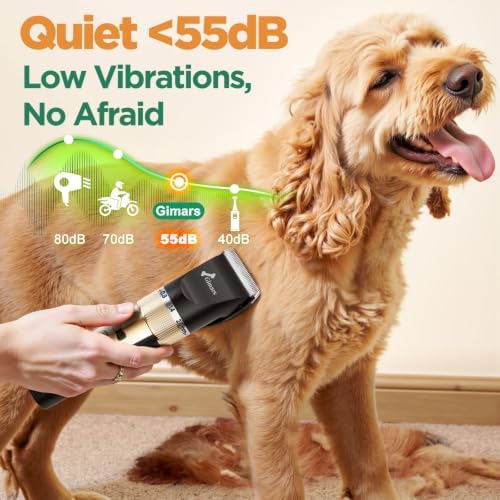 Gimars Professional 7000rpm Low Noise 55db Cordless Rechargeable Dog Clippers, 3.0 Motor Powerful Dog Long Hair Trimmer Grooming Shaver Kit, Electric Pet Hair Clippers for Cat, Horse - Image 3