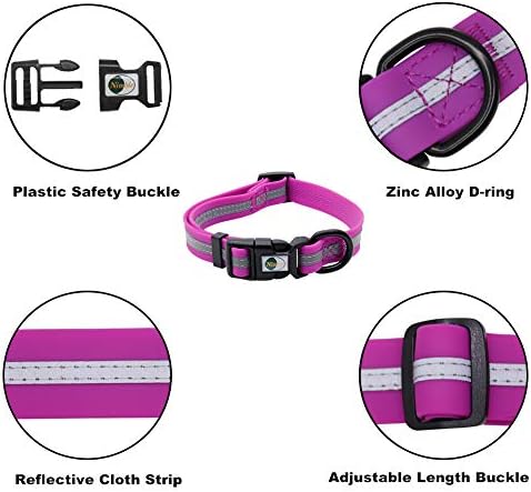 Nimble Reflective Waterproof Dog Collar Adjustable Odor Resistant Easy Clean Pet Collar for Small Medium Large Dogs Night Walking Outdoor Rainy Use (Small (9.45”-14.17”inches), Rose Purple) - Image 3