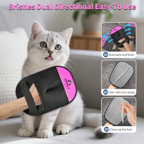 Pet Hair Removal Glove for Dogs & Cats, Newly Upgraded Reusable Electrostatic Pet Hair Glove, Magic Brush Pet Hair Remover Tool for Clothing, Couch, Carpet, Car Seat（Pink） - Image 3