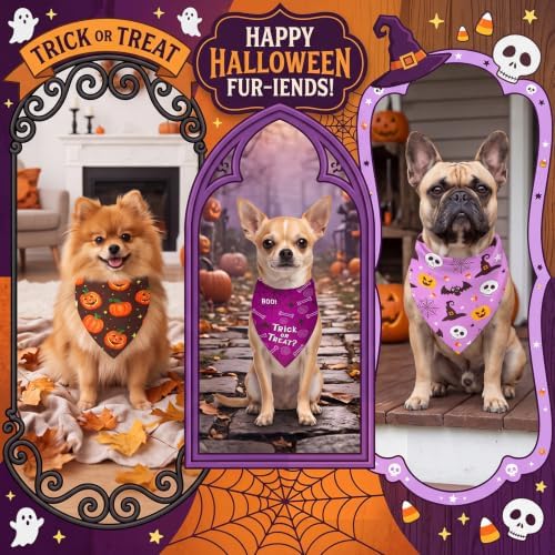 Weewooday 50 Pcs Halloween Dog Bandanas Bulk for Small Dog Lover Gifts - Image 2
