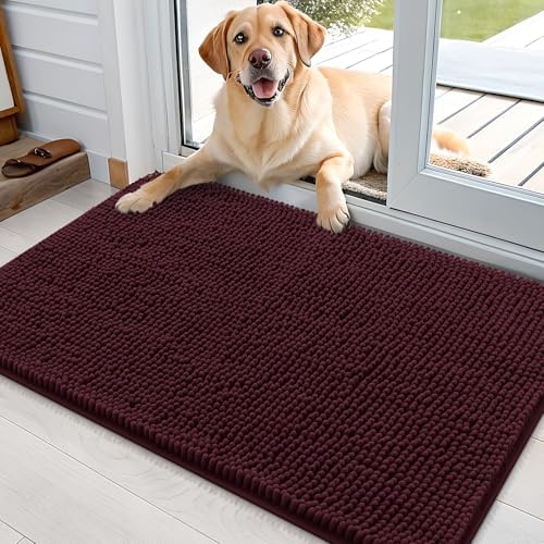 OLANLY Dog Door Mat for Muddy Paws 35x24, Super Absorbent Chenille Mud Mat by OLANLY