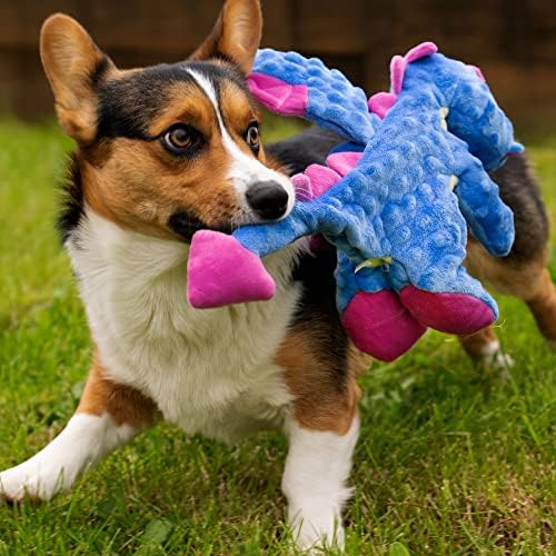 goDog Bubble Plush Dragons Squeaky Dog Toy, Chew Guard Technology - Periwinkle, Large - Image 2