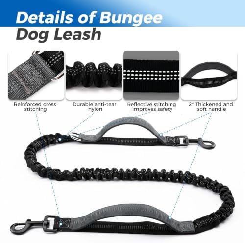 Hands Free Dog Leash with Dog Walking Fanny Pack,Grey - Image 4