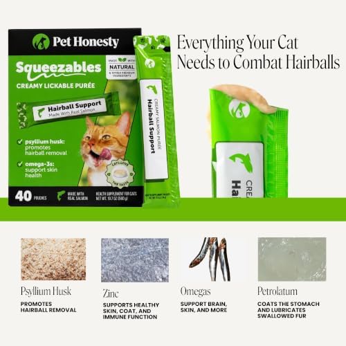 Pet Honesty Vet Backed Hairball Remedy Lickable Puree, Salmon, 40 Ct - Image 3