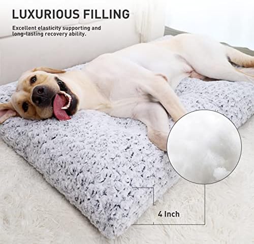 KSIIA Washable Dog Beds Large Sized Dog Crate Bed Plush Mat 41"x27" Gray - Image 3