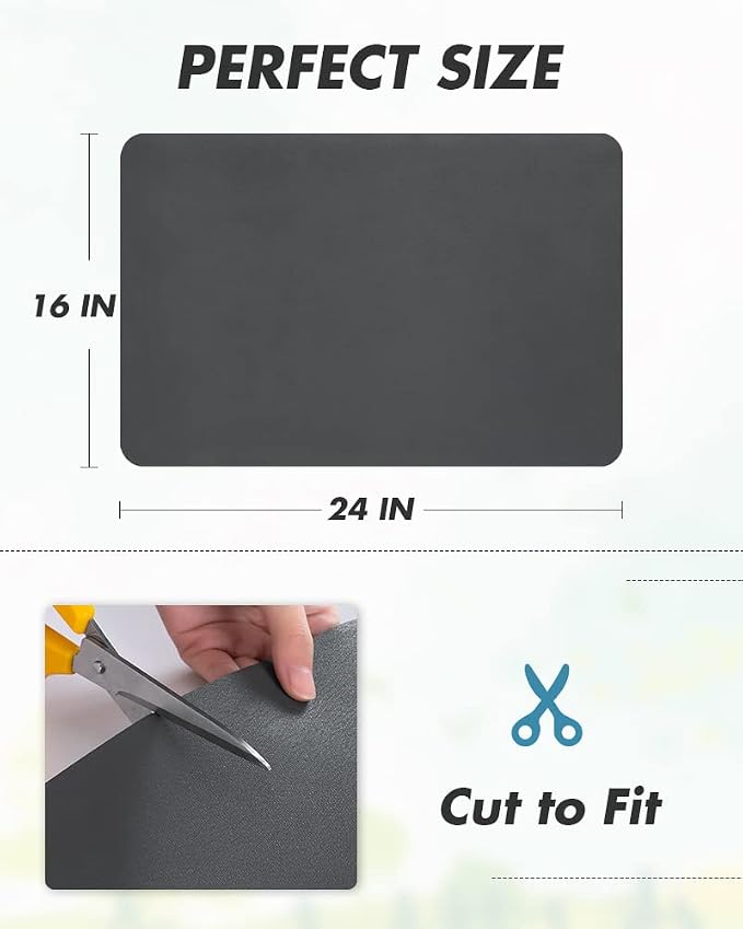 AMOAMI-Coffee Mat Hide Stain Rubber Backed Absorbent Dish Drying Mat for Kitchen Counter-Coffee Bar Accessories Fit Under Coffee Maker, Espresso Machine, Pot, Dish Rack,16"x24" Dark Grey - Image 7