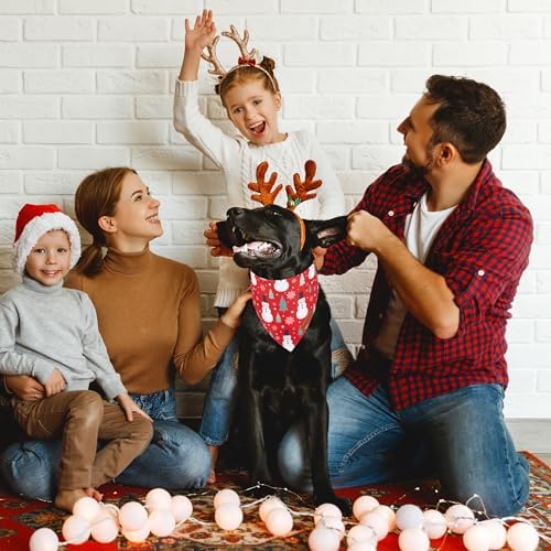 ADOGGYGO Christmas Dog Bandana, Snowman Santa Pet Scarf, Premium Durable Fabric, Adjustable Fit Christmas Bandanas for Medium Large Dogs Pets (Large) - Image 2