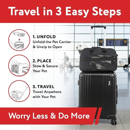dbest products Pet Smart Cart, Medium, Black, Rolling Carrier with wheels soft sided collapsible Folding Travel Bag, Dog Cat Airline Approved Tote Luggage backpack - Image 4