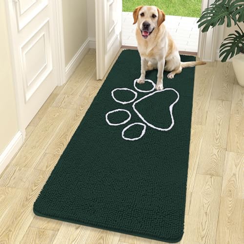 OLANLY Dog Door Mat for Muddy Paws 70x24, Paw Print Design Chenille Mud Mat by OLANLY