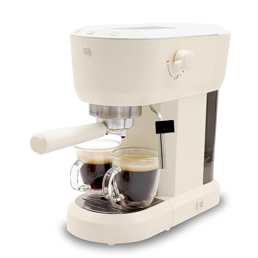 WILLOW Eco Series Espresso Machine with Milk Frother & Built-In Tamper, 15 Bar Coffee Maker with Hot Water Dispenser, 40oz Tank for Cappuccino & Latte - CREAM WHITE by WILLOWKITCHEN